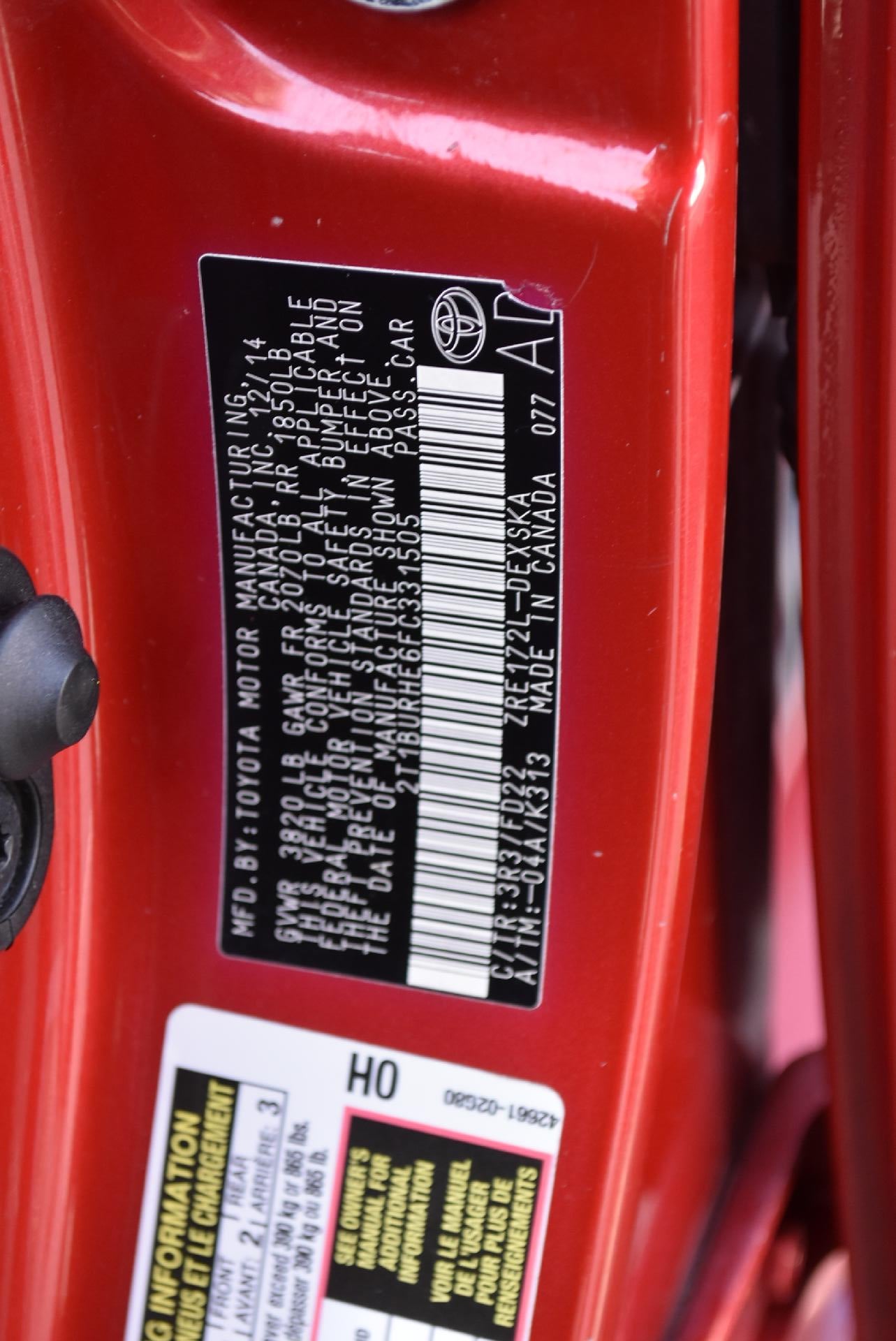 2015 Toyota Corolla 4dr Sdn Auto L (Natl)