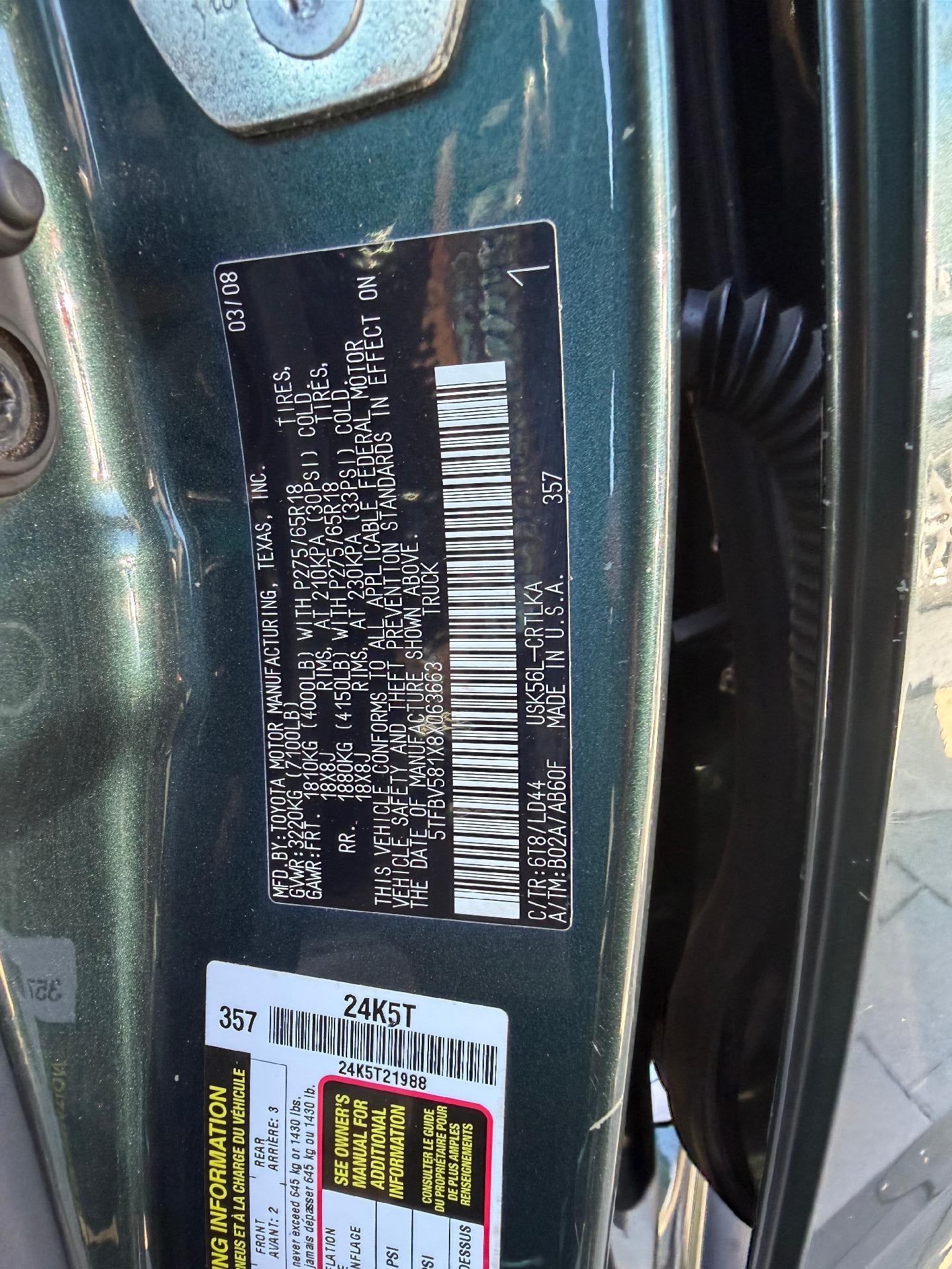 2008 Toyota Tundra Limited 5.7L V8